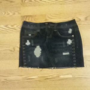 Dark blue denim mini skirt